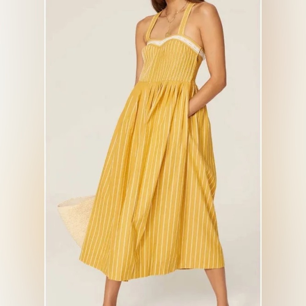 THE GREAT: The Laurel Dress in Yellow & White Size 3